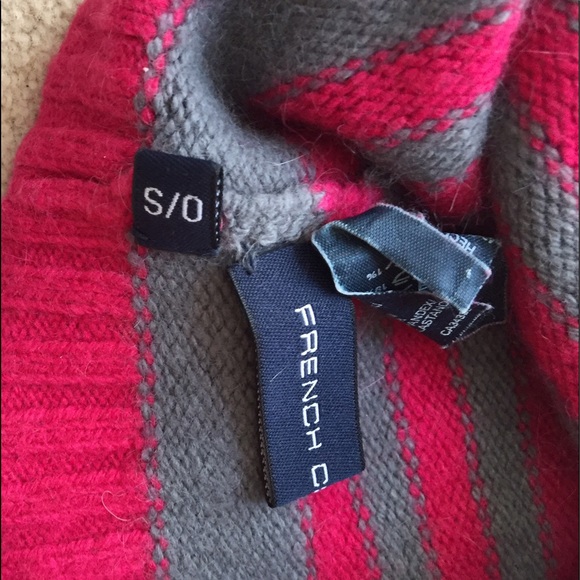 French Connection Pink and Gray Stripe Beanie Hat - Picture 2 of 2